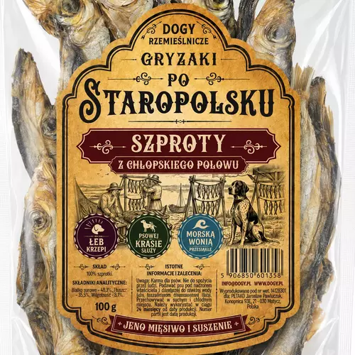 DOGY Rzemieślnicze - Gryzaki Po Staropolsku - SZPROTY Z CHŁOPSKIEGO POŁOWU 100g 3