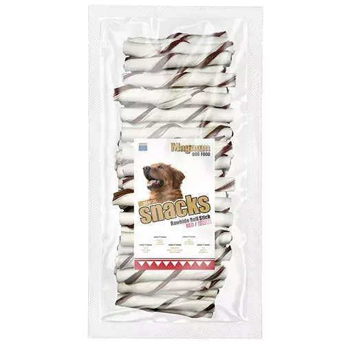 Magnum - Rurka nadziewana rawhide czerwona 40szt 2