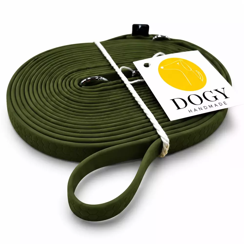 DOGY Handmade -   Smycz Hexa Oliwkowa 10m 16mm 1