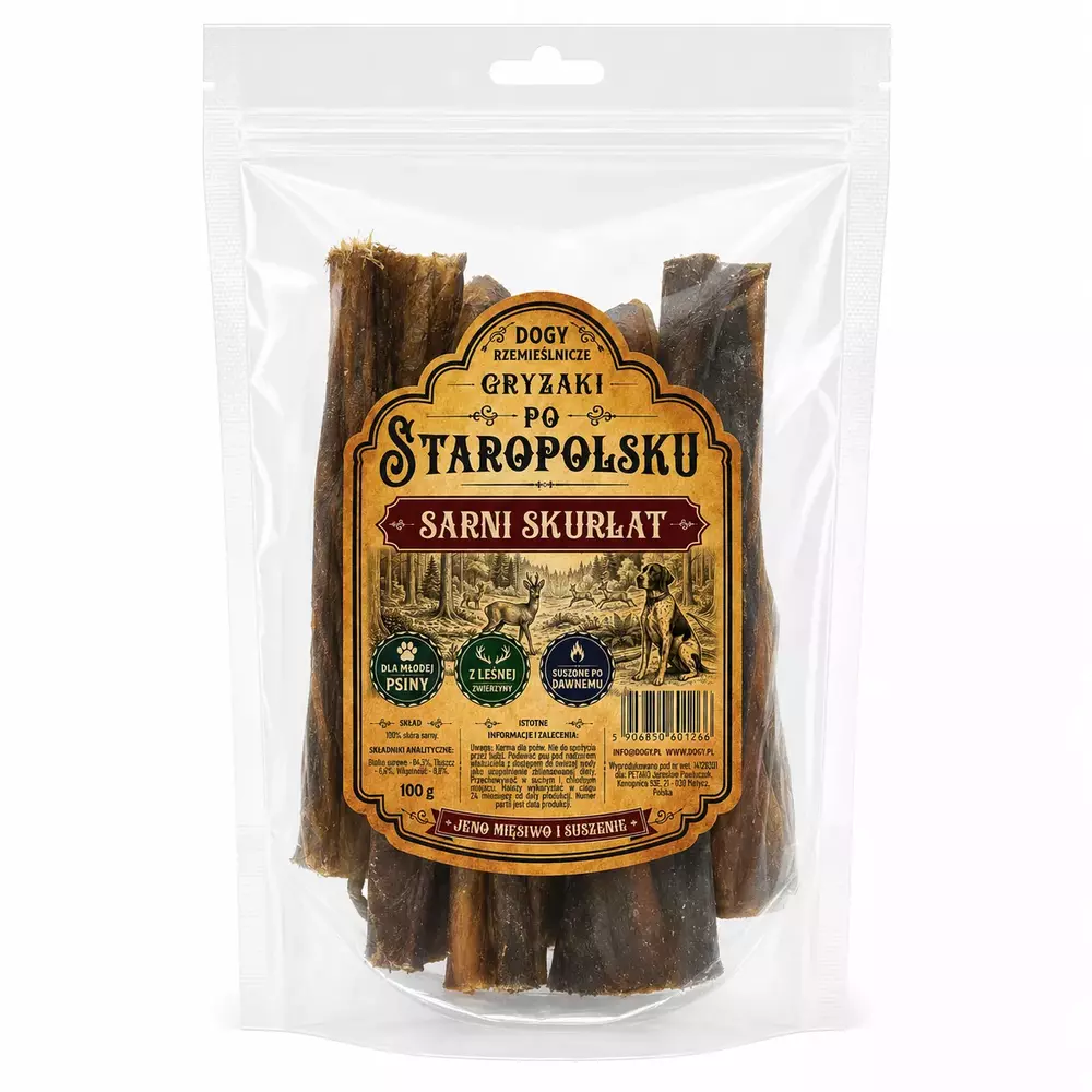 DOGY Rzemieślnicze - Gryzaki Po Staropolsku - SARNI SKURŁAT 100g 1