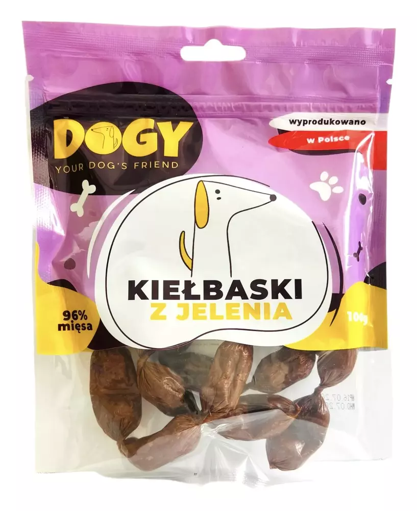 DOGY - Kiełbaski z jelenia 100g 1