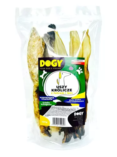 DOGY - Uszy Królicze z futrem i bez 100g 1