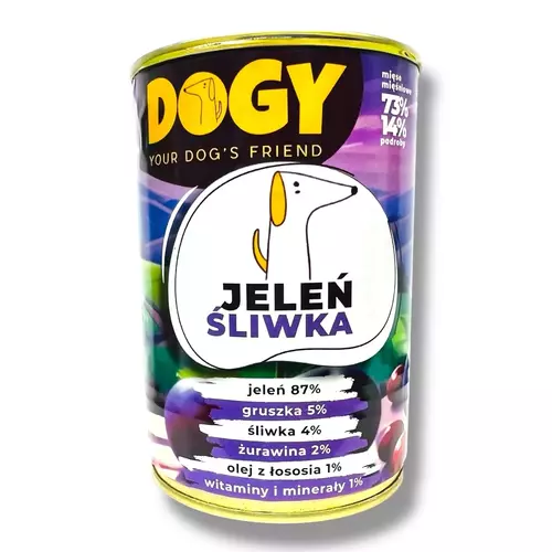 DOGY - Karma mokra Jeleń ze Śliwką 400g 1